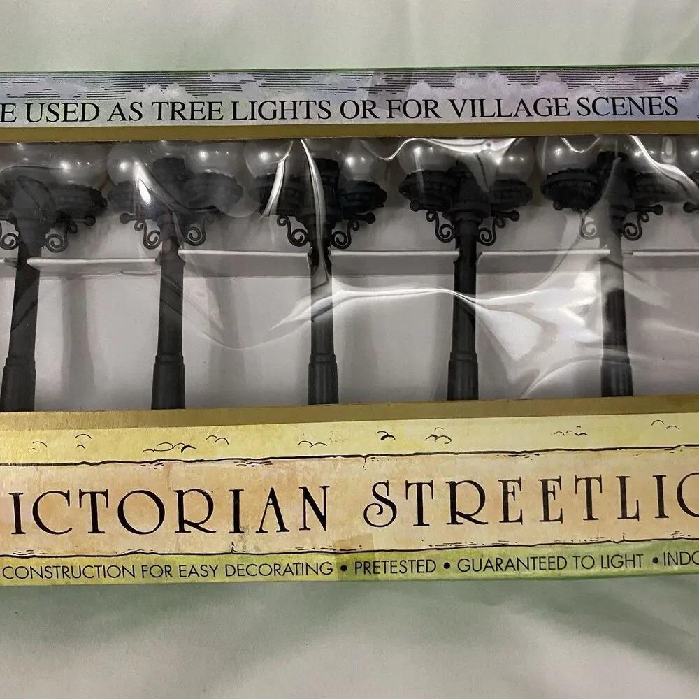 Vtg Kurt Adler 10 Victorian Street Light Set For Christmas Village or Tree NIB